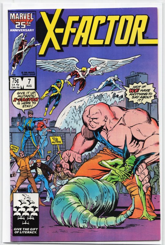 X-Factor #7 (Marvel Comics, 1986), raw, ungraded comic book — front cover