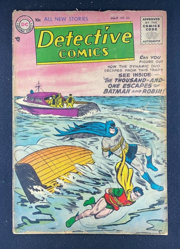 Detective Comics #221 (DC Comics, 1937), raw comic book in GD/VG 3.0 condition — front cover