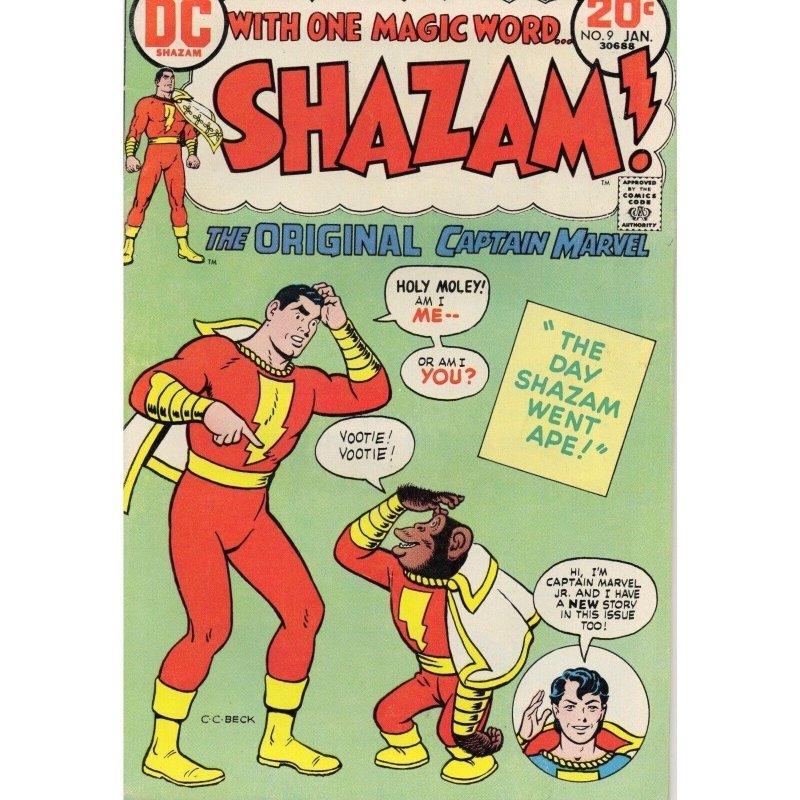 Shazam #9 (DC Comics, 1973), raw comic book in VF- 7.5 condition — front cover