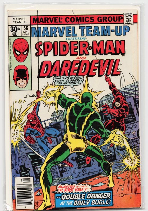 Marvel Team-Up #56 (Marvel Comics, 1977), raw, ungraded comic book — front cover