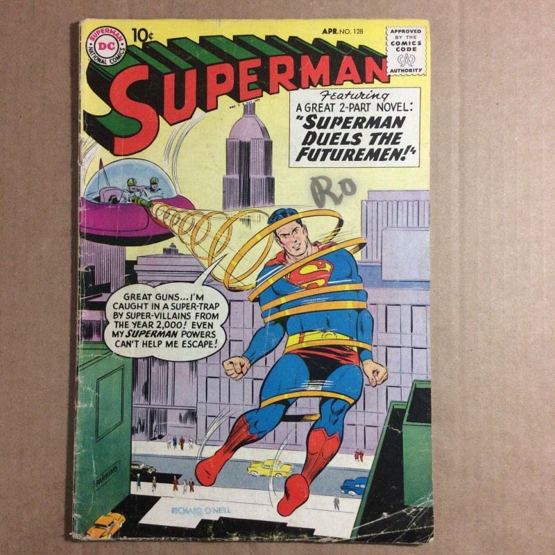 Superman #128 (DC Comics, 1959), raw comic book in 3.0 condition — front cover