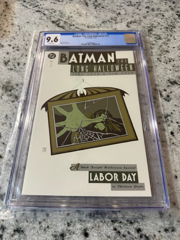 Batman the Long Halloween #12 (DC Comics), CGC 9.6 graded comic book, Universal Blue label — front cover in its holder