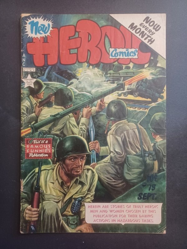 New Heroic Comics #75 (1952), raw comic book in VG condition — front cover