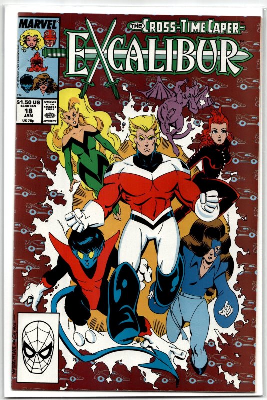 Excalibur #18 (Marvel Comics, 1990), raw, ungraded comic book — front cover