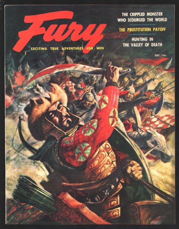Fury 12/1955-Tom Beecham Mongol Monster-Tamerlane Battle Cover -Spicy Bondage..., raw, ungraded comic book — front cover