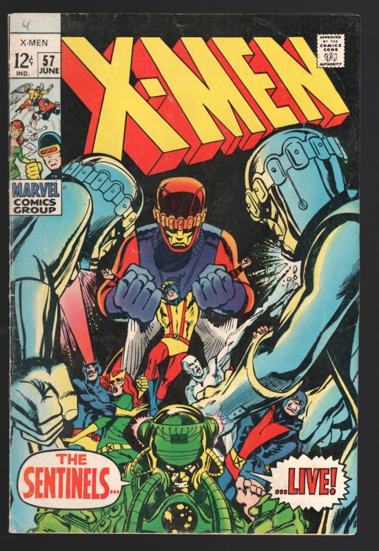 X-Men #57 (Marvel Comics, 1969), raw comic book in VG+ 4.5 condition — front cover
