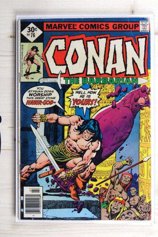 Conan the Barbarian #76 (Marvel Comics, 1977), raw comic book in VG/FN 5.0 condition — front cover
