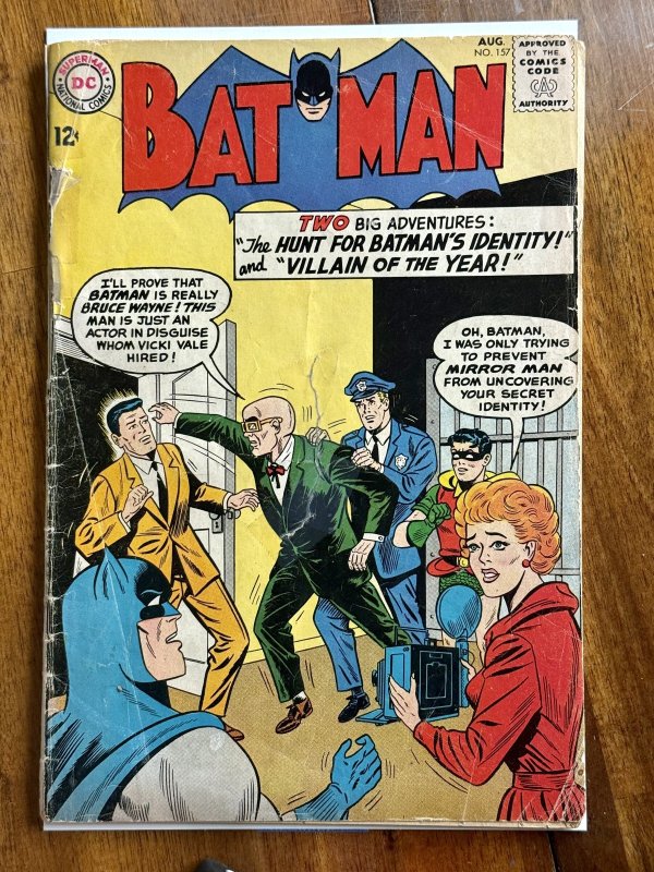Batman #157 (DC Comics, 1963), raw comic book in GD 2.0 condition — front cover