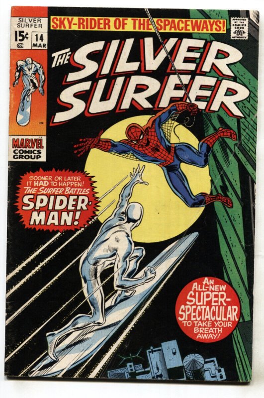 Silver Surfer #14 (Marvel Comics, 1970), raw comic book in FN condition — front cover