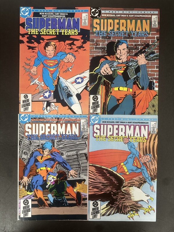 Superman: The Secret Years (1985) #1-4 VF+ Complete Set (1985), raw comic book in VF+ condition — front cover