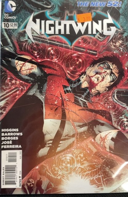 Nightwing #10 (DC Comics, 2012), raw, ungraded comic book — front cover
