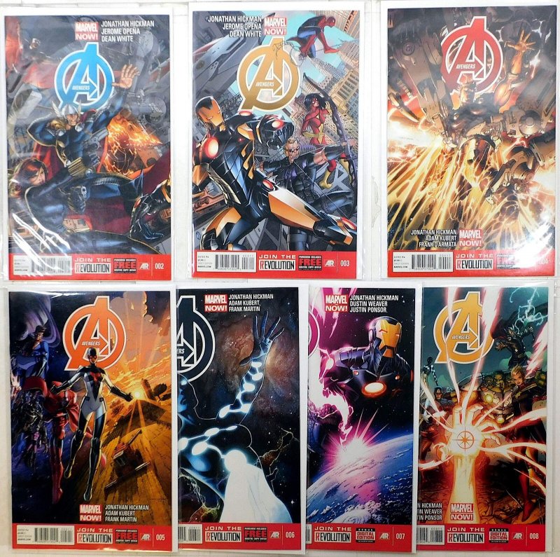 Avengers Lot of 7 #2, 3, 4, 5, 6, 7, 8 2013 Marvel Comics 1st Print Comic Books (Marvel Comics, 2013), raw, ungraded comic book — front cover