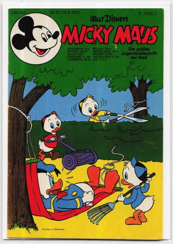 Micky Maus #37 (1975), raw, ungraded comic book — front cover