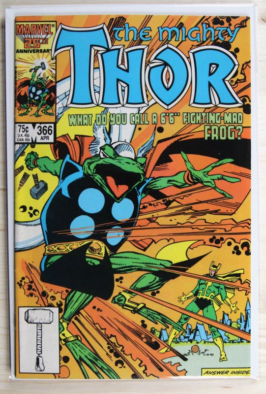 Thor #366 (Marvel Comics, 1986), raw comic book in VF+ 8.5 condition — front cover