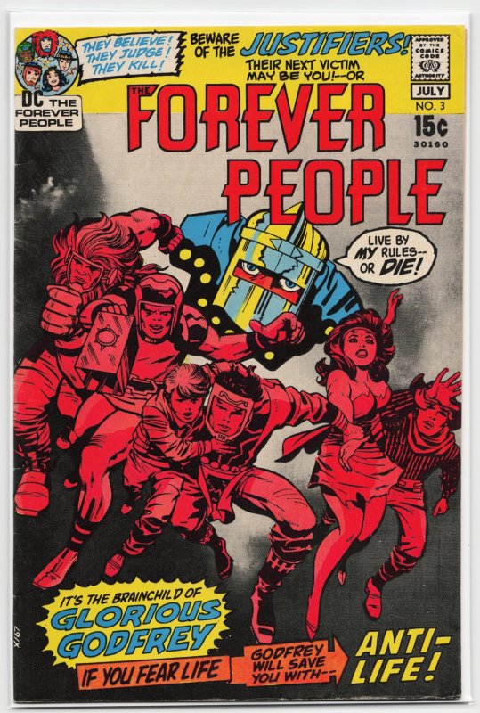The Forever People #3 (DC Comics, 1971), raw, ungraded comic book — front cover