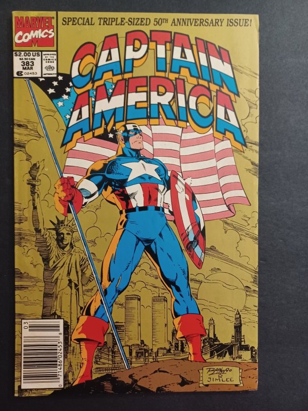 Captain America #383 (Marvel Comics, 1991), raw comic book in NM condition — front cover