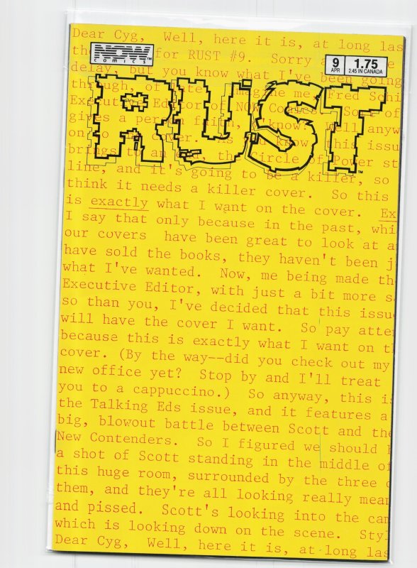 Rust #9 (1988), raw, ungraded comic book — front cover