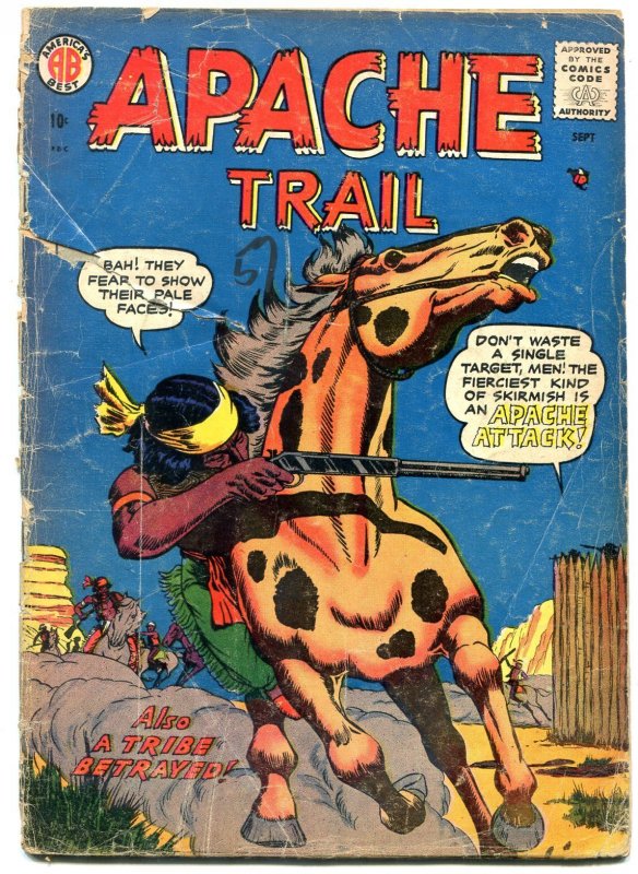 Apache Trail #1 (1958), raw comic book in FR condition — front cover