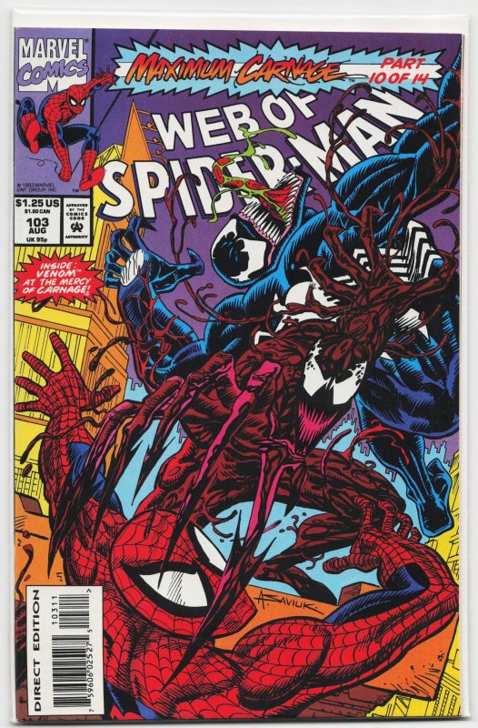 Web of Spider-Man #103 (Marvel Comics, 1993), raw, ungraded comic book — front cover