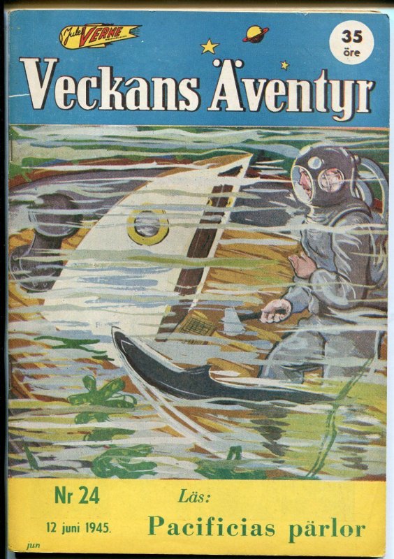 Jules Verne Veckans Aventyr Vol.6 #24 (1945), raw comic book in VF condition — front cover