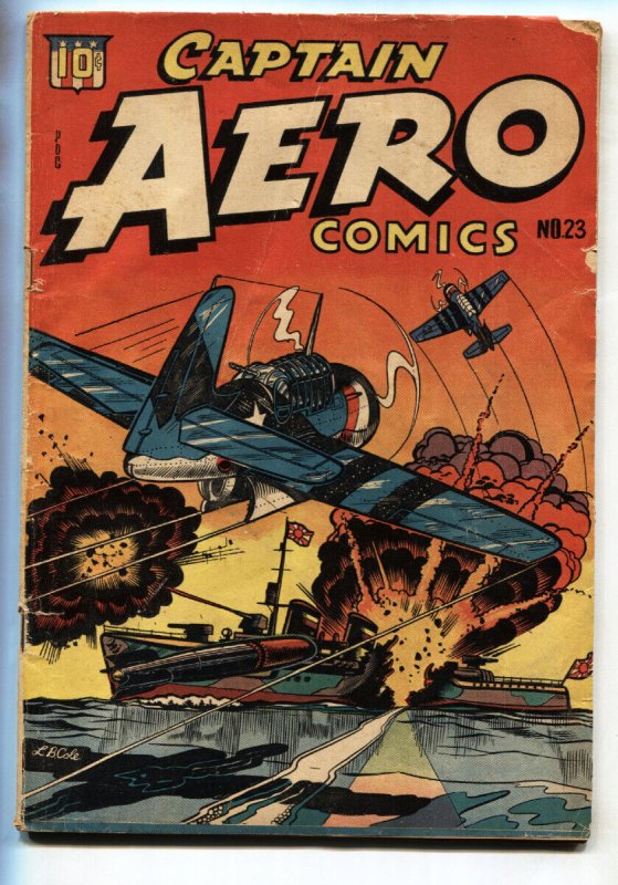 Captain Aero #23, raw, ungraded comic book — front cover