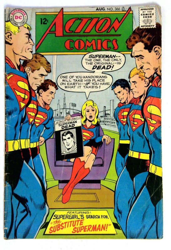 Action Comics #366 (DC Comics, 1968), raw comic book in VG condition — front cover
