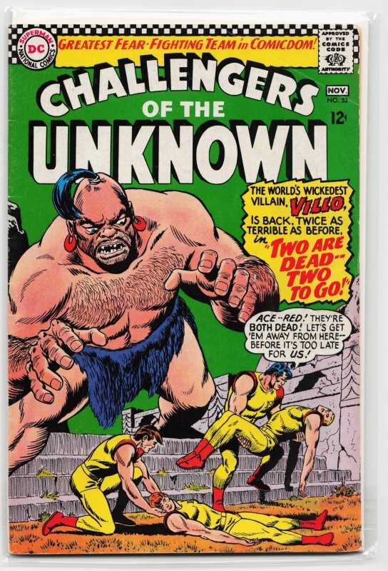 Challengers of the Unknown #52 (DC Comics, 1966), raw, ungraded comic book — front cover