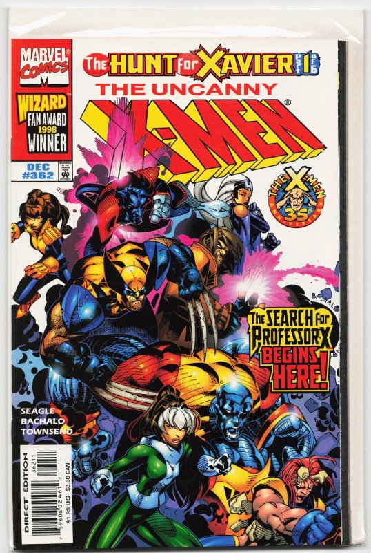 The Uncanny X-Men #362 (Marvel Comics, 1998), raw, ungraded comic book — front cover