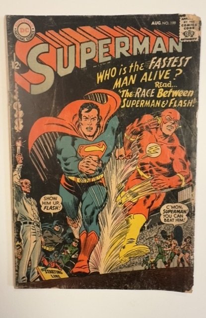 Superman #199 (DC Comics, 1967), raw, ungraded comic book — front cover