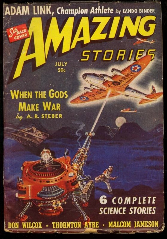 Amazing Stories 1940 Jul-Early Science Fiction Pulp Vg/fn (1940), raw comic book in VG/FN condition — front cover