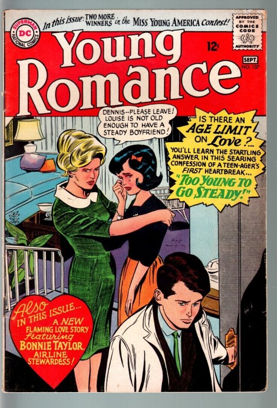 Young Romance #136 (DC Comics, 1965), raw comic book in FN condition — front cover