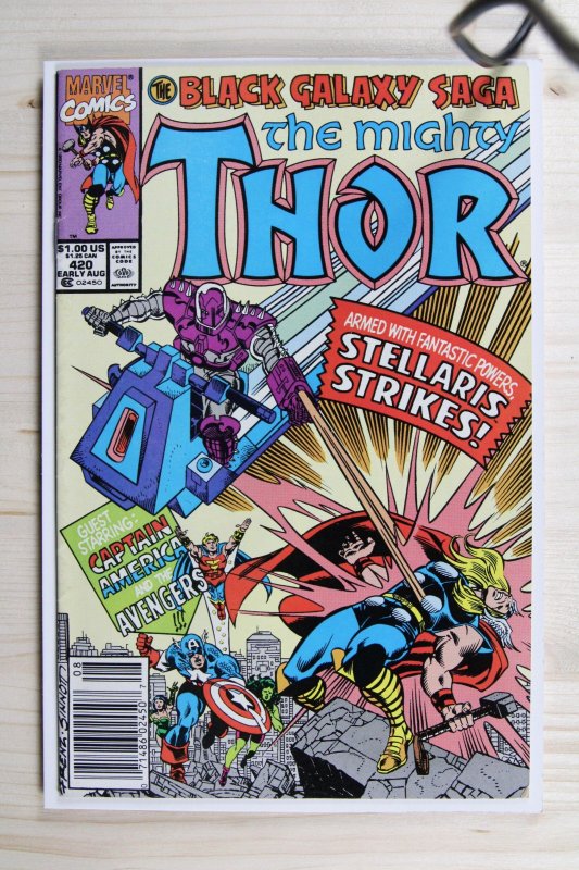 The Mighty Thor #420 (Marvel Comics, 1990), raw comic book in VF/NM 9.0 condition — front cover