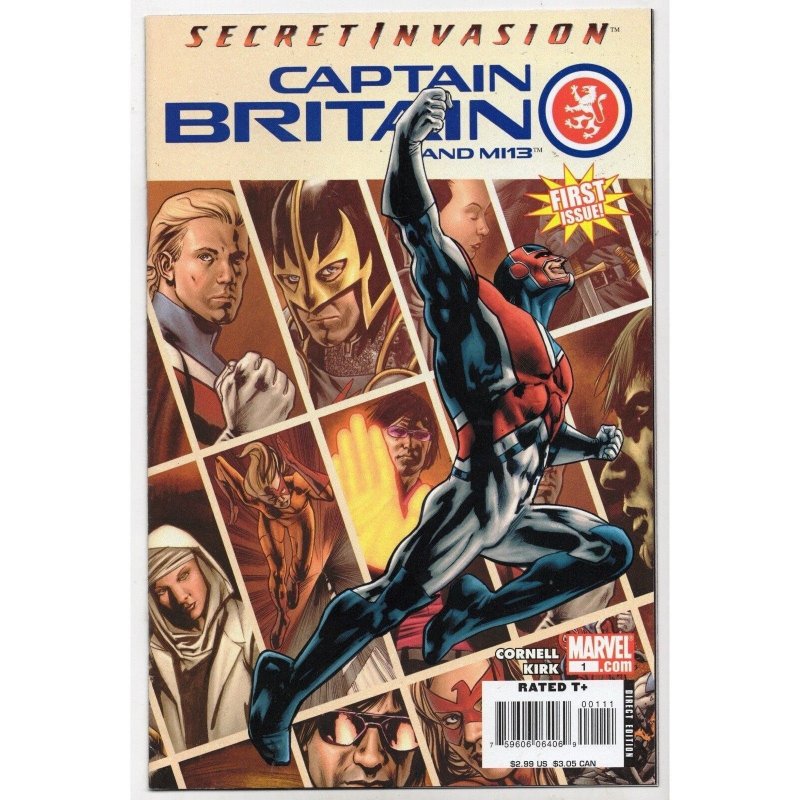 Captain Britain and MI13 #1 (Marvel Comics, 2008), raw comic book in NM- 9.2 condition — front cover
