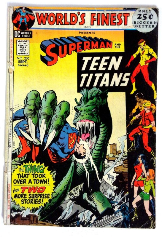 World's Finest #205 (DC Comics, 1971), raw comic book in VG condition — front cover