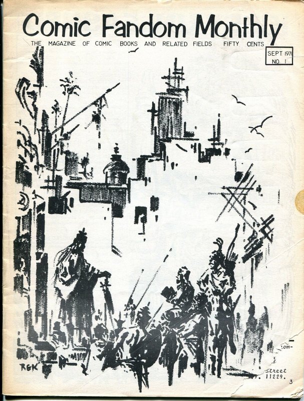 Comic Fandom Monthly #1 (1971), raw comic book in VG- condition — front cover