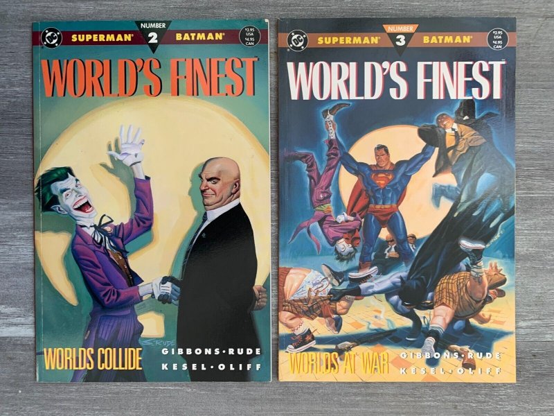 1990 Superman Batman World's Finest 2 & 3 SC Fn/fvf 1st DC Comics LOT of 2 (DC Comics, 1990), raw comic book in FN condition — front cover
