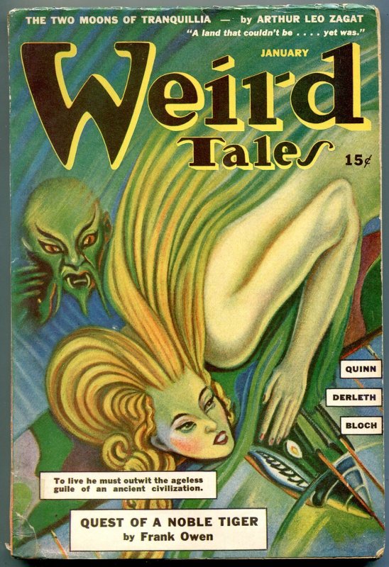 Pulp: Weird Tales Pulp January 1943- Frank Owen- Zagat- Derleth VG- (1943), raw comic book in VG- condition — front cover