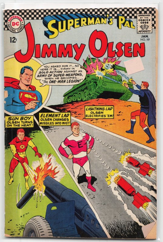 Superman's Pal, Jimmy Olsen #99 (DC Comics, 1967), raw, ungraded comic book — front cover