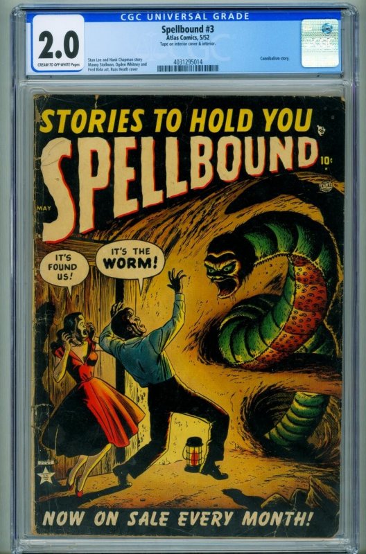 Spellbound #3 (Atlas Comics), CGC 2.0 graded comic book, Universal Blue label — front cover in its holder