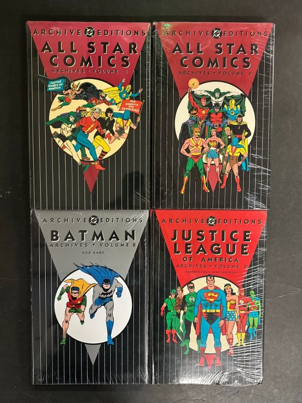 DC Archive Editions Lot of 9 Sealed Hardcover Batman, Superman, JLA, Shazam (DC Comics), raw, ungraded comic book — front cover