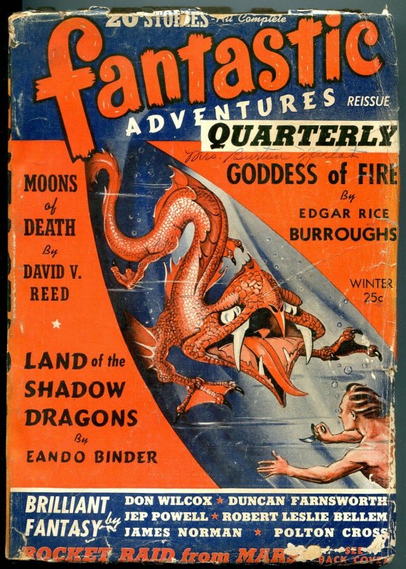 Fantastic Adventures Quarterly Wint 1941-Rice Burroughs Vg- (1941), raw comic book in VG- condition — front cover