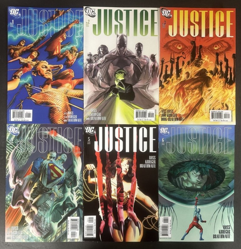 Justice (2005) #1-12 VF- Complete Set of 12 DC (DC Comics, 2005), raw comic book in VF- condition — front cover