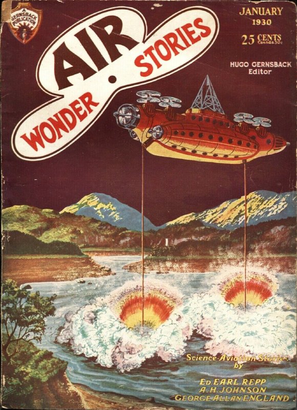 Air Wonder Stories 1/1930-Gernsback-Frank R Paul-sci-fi Pulp Thrills-vg/fn, raw, ungraded comic book — front cover