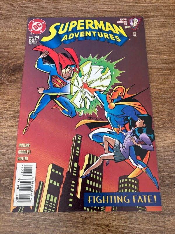 Superman Adventures #34 (DC Comics, 1999), raw comic book in NM condition — front cover