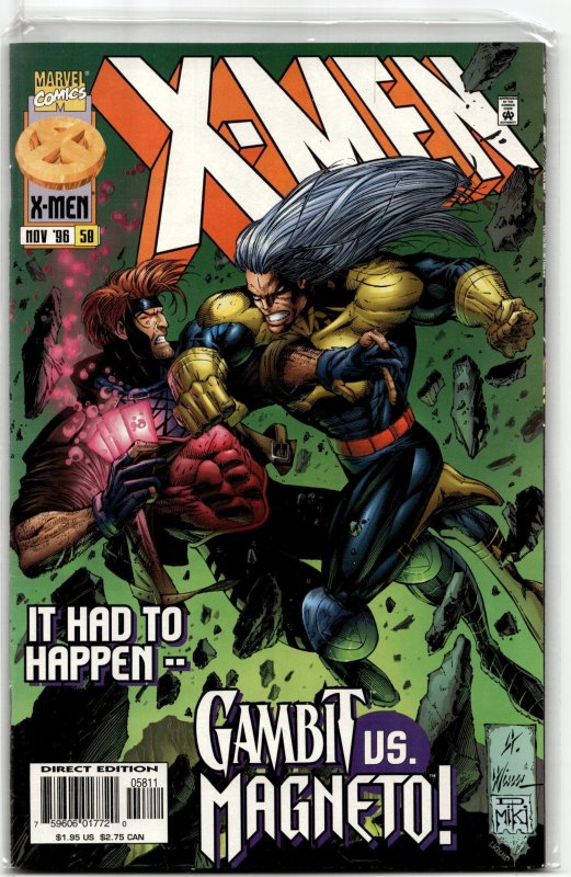 X-Men #58 (Marvel Comics, 1996), raw, ungraded comic book — front cover