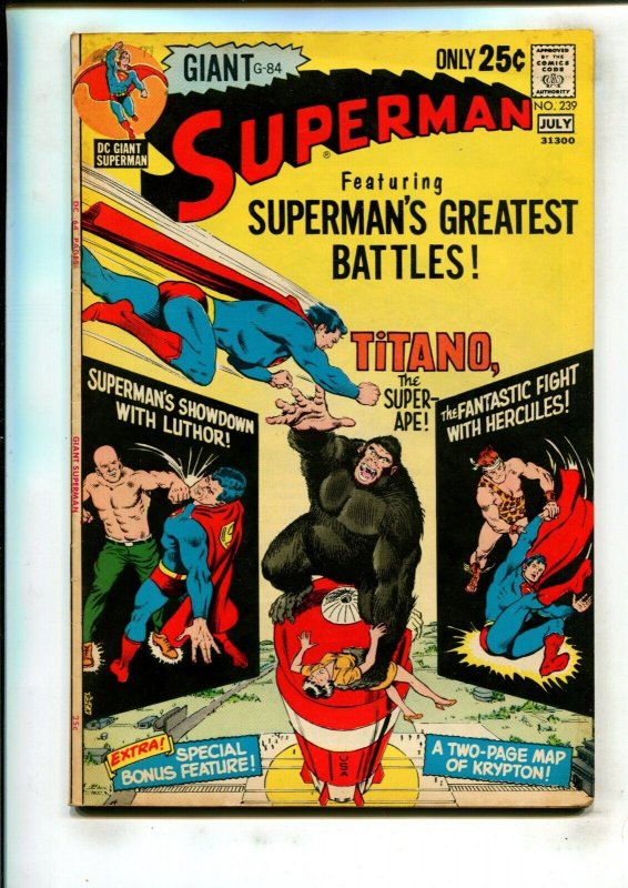 Superman #239 (DC Comics, 1971), raw comic book in 3.5 condition — front cover