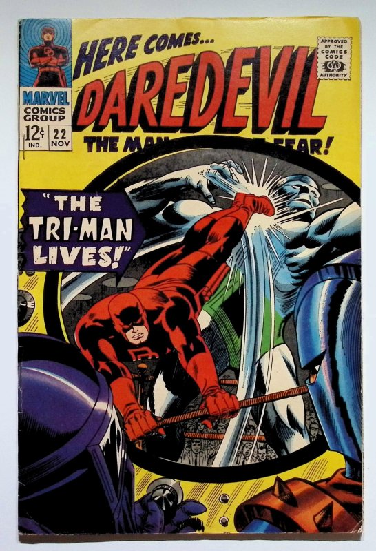 Daredevil #22 (Marvel Comics, 1966), raw, ungraded comic book — front cover