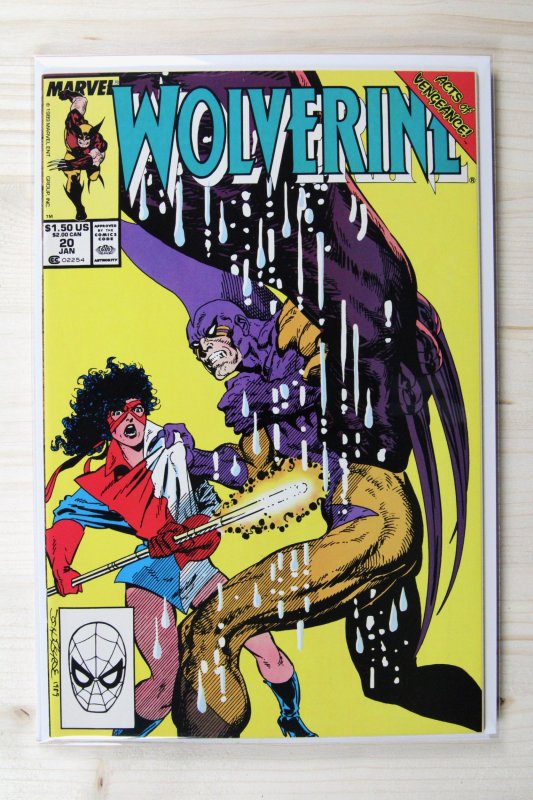 Wolverine #20 (Marvel Comics, 1990), raw comic book in VF/NM 9.0 condition — front cover