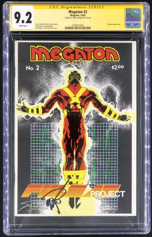 Megaton #2 (1985), CGC 9.2 graded comic book, Signature Series label — front cover in its holder