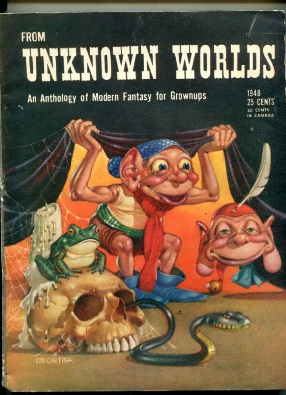 From Unknown Worlds-1948-Cartier COVER-BLOCH-STURGEON-KUTTNER-fn/vf, raw, ungraded comic book — front cover